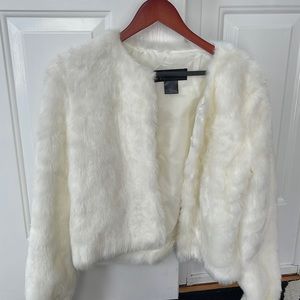 Kardashian Kollection Faux white fur jacket!